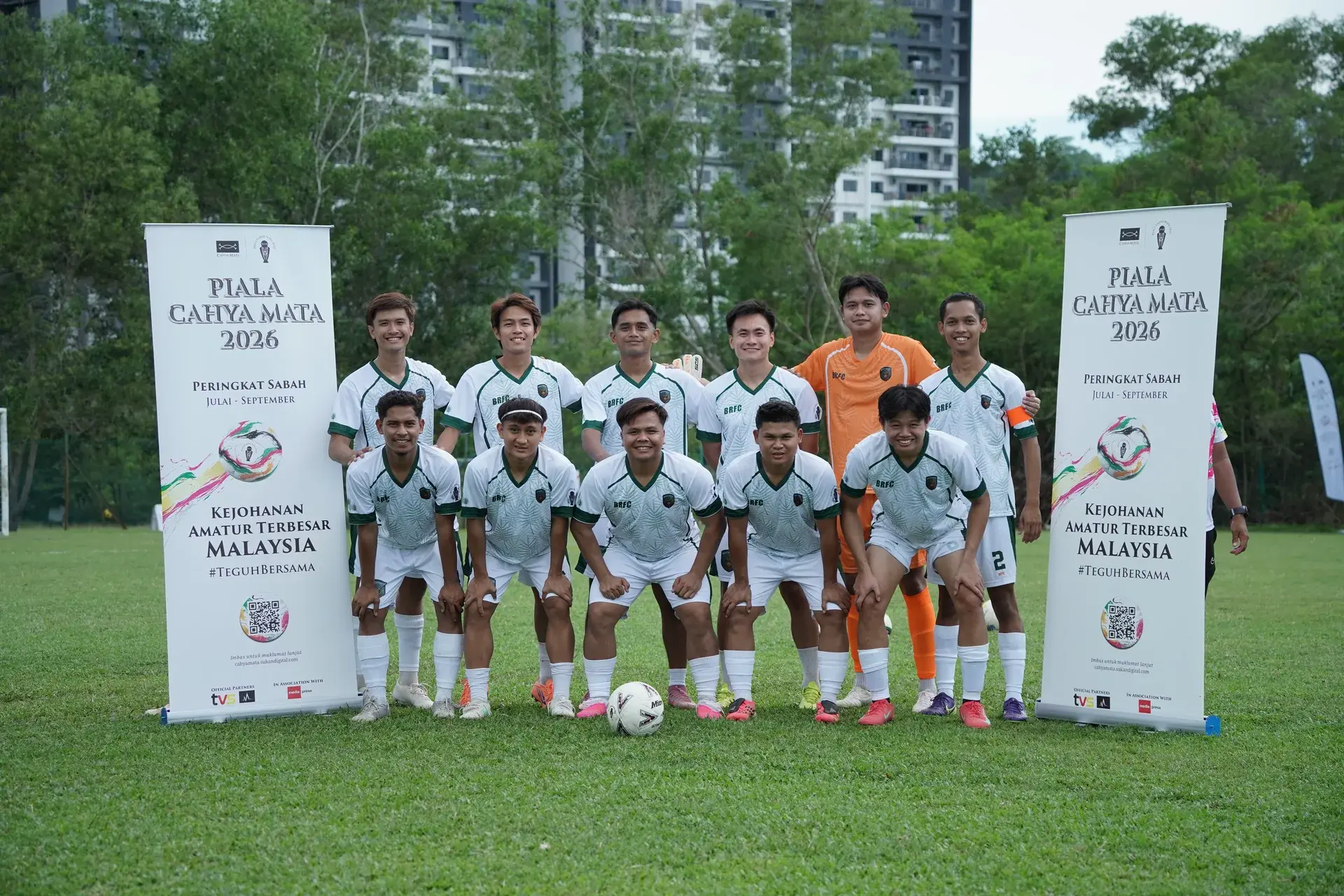 Braven Rovers FC squad at Piala Cahya Mata 2026 in the club away kit
